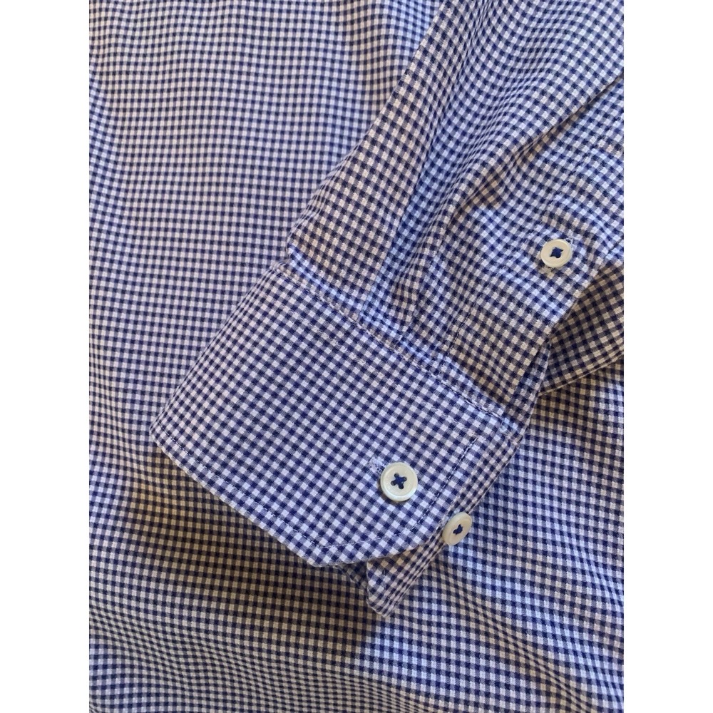 Bugatchi Shirt Men Blue Check 17.5 36-37 Classic Fit Long Sleeve - Picture 5 of 11